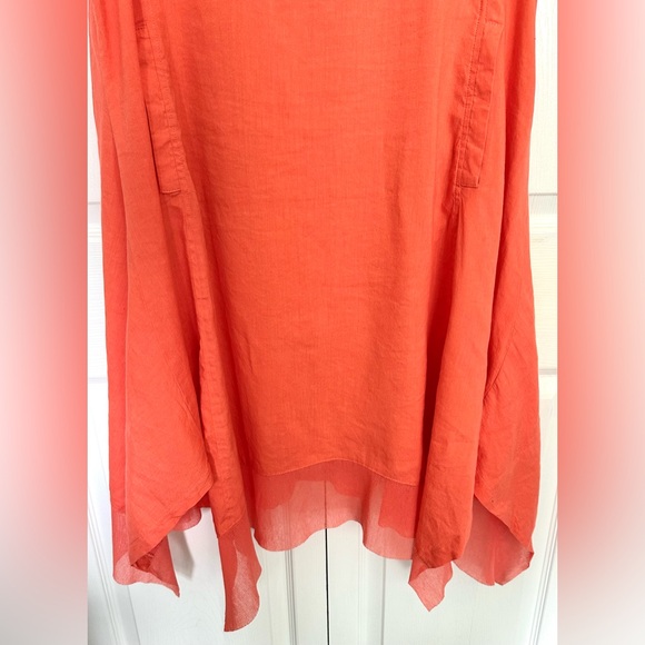 For Cynthia Vibrant Orange Linen Blend Sleeveless Hankerchief Hem Midi Dress-XL - Picture 9 of 11